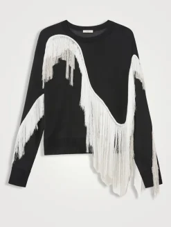 Metropolitan Shine Embroidered Fringe Sweater