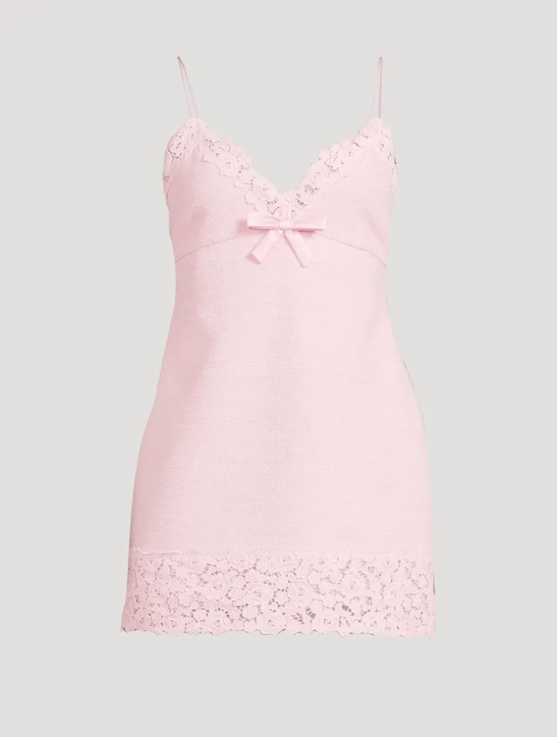 Meva Lace-Trimmed Tweed Slip Dress