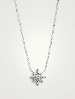 Micro Aztec Sterling Silver Starburst Necklace With Topaz