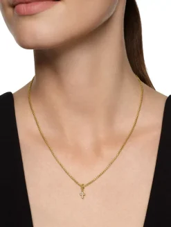 Micro Pavé Cross Amulet In 18k Yellow Gold With Diamonds, 8mm