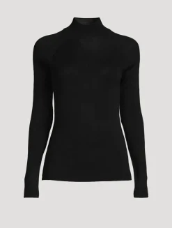 Micro Rib Wool Silk Turtleneck
