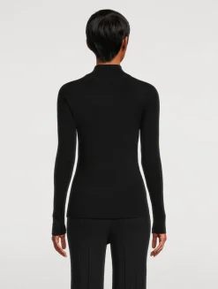 Micro Rib Wool Silk Turtleneck