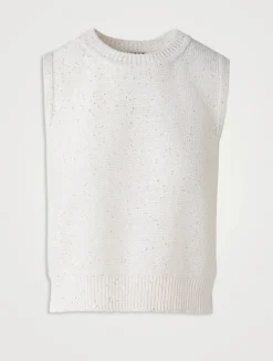 Micro-Sequined Knit Sleeveless Top