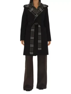 Mid-length Reversible Check Wool Car Coat