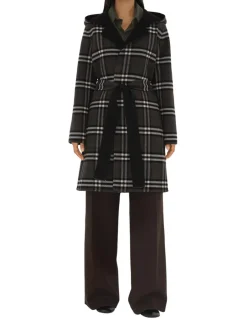 Mid-length Reversible Check Wool Car Coat