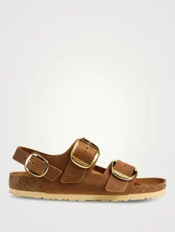 Milano Big Buckle Leather Slingback Sandals