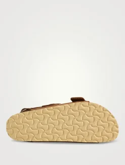 Milano Big Buckle Leather Slingback Sandals