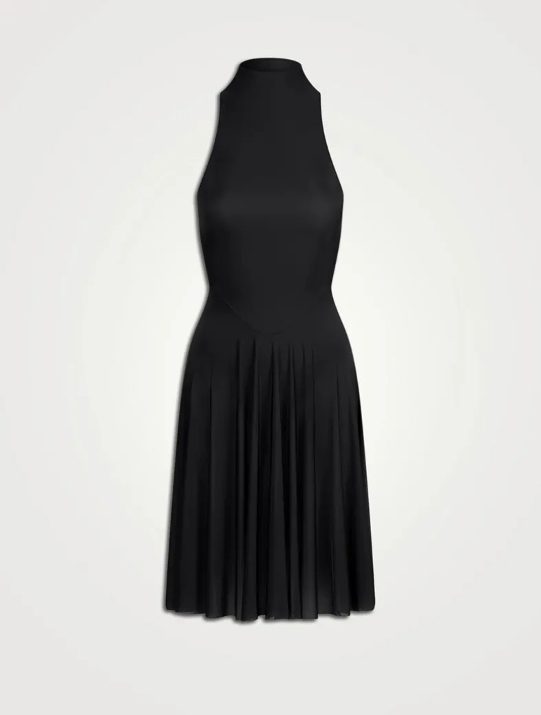 Milky Sheer Highneck Midi Dress