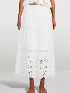 Miloti Eyelet Lace Maxi Skirt