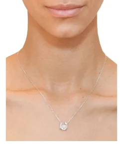 Mini Dew Drop Silver Cluster Necklace With White Topaz