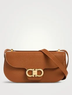 Mini Double Gancini Leather Crossbody Bag