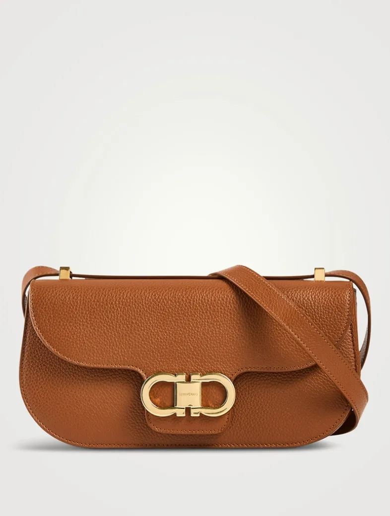 Mini Double Gancini Leather Crossbody Bag