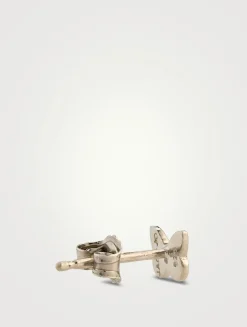 Mini Jac+Jo 14K Gold Icon Butterfly Stud Earring With Sapphire