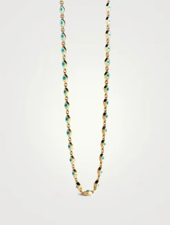 Mini 14K Gold Enamel Evil Eye Necklace