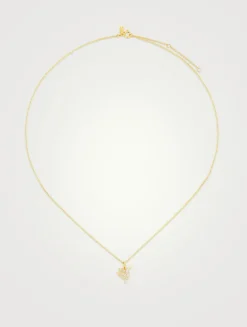 Mini 14K Gold Pavé Diamond Hummingbird Pendant Necklace