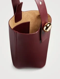 Mini Pebble Leather Bucket Bag