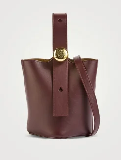 Mini Pebble Leather Bucket Bag