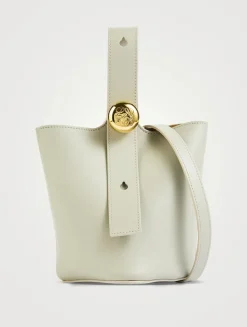 Mini Pebble Leather Bucket Bag