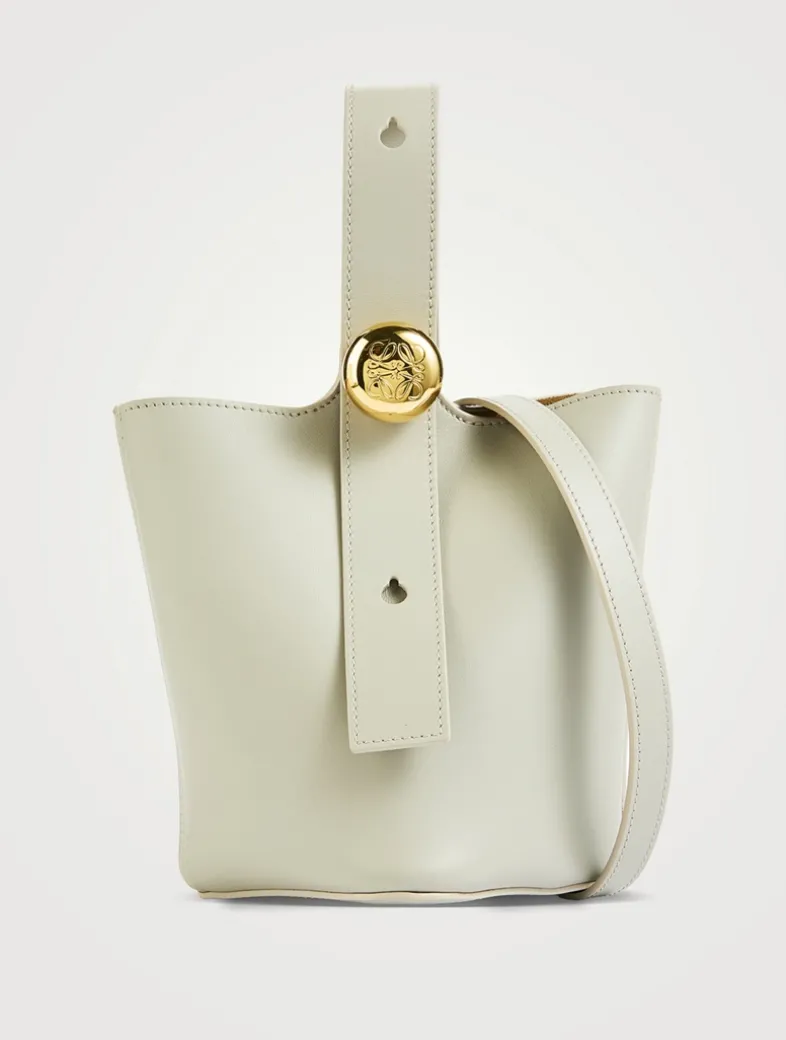 Mini Pebble Leather Bucket Bag