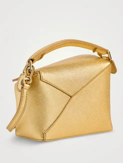 Mini Puzzle Edge Metallic Leather Bag