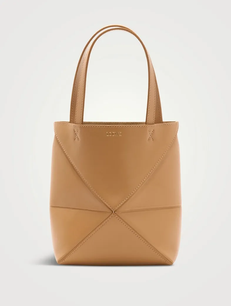 Mini Puzzle Fold Leather Tote Bag