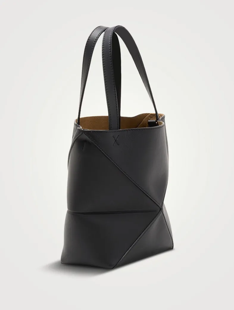 Mini Puzzle Fold Leather Tote Bag