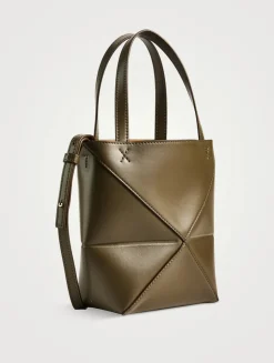Mini Puzzle Fold Leather Tote Bag