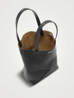 Mini Puzzle Fold Leather Tote Bag