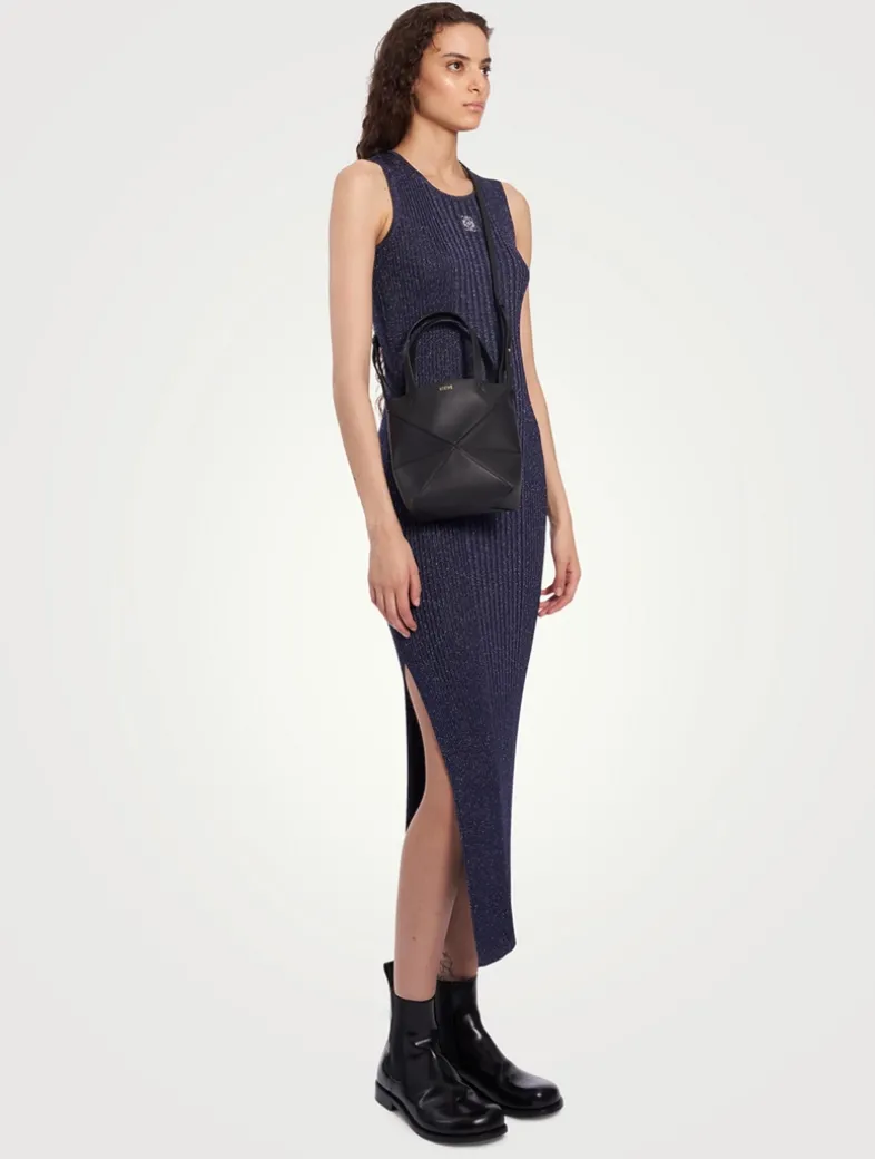 Mini Puzzle Fold Leather Tote Bag