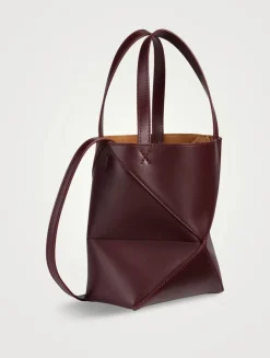 Mini Puzzle Fold Leather Tote Bag
