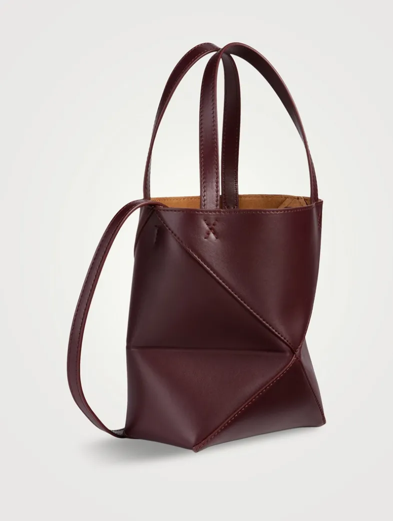 Mini Puzzle Fold Leather Tote Bag