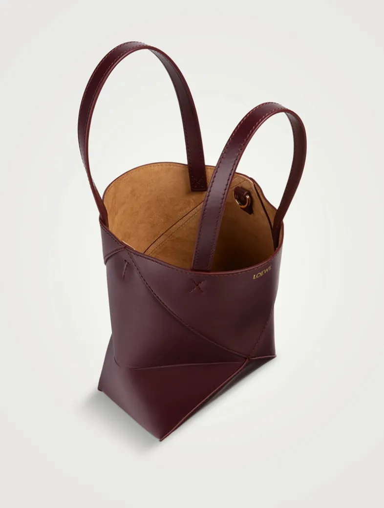 Mini Puzzle Fold Leather Tote Bag