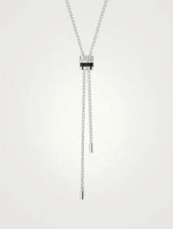 Mini Quatre Black Edition 18K White Gold Tie Necklace With Black PVD And Diamonds