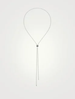 Mini Quatre Black Edition 18K White Gold Tie Necklace With Black PVD And Diamonds