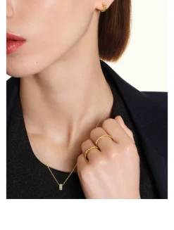 Mini Quatre Radiant Edition Gold Pendant Necklace With Diamonds