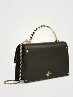 Mini Rockstud Leather Top Handle Bag
