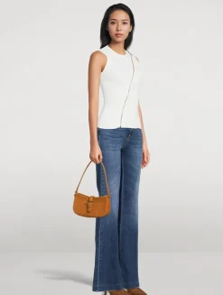 Mini T-Bar Suede Shoulder Bag