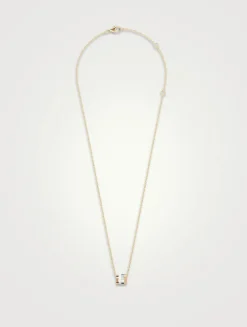 Mini White Edition Gold Ring Pendant Necklace With Diamond