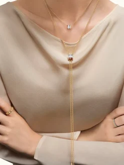 Mini White Edition Gold Ring Pendant Necklace With Diamond