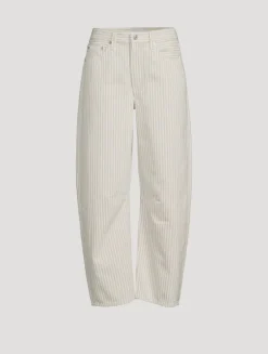 Miro Barrel-Leg Jeans In Stripe Print