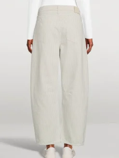 Miro Barrel-Leg Jeans In Stripe Print