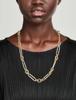 Miuccia 14K Gold Guilloche Long Chain Necklace