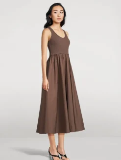 Mixed-Media Midi Dress