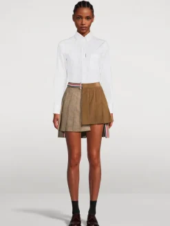 Mixed-Media Pleated Mini Skirt