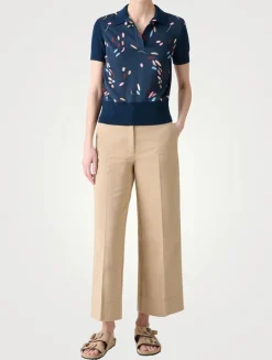 Mixed-Media Polo Shirt In Dropping Dots Print