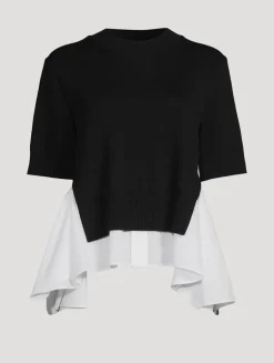 Mixed-Media Sweater With Shirt