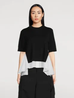 Mixed-Media Sweater With Shirt