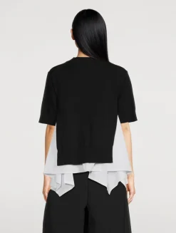 Mixed-Media Sweater With Shirt