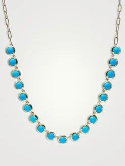 Mélia Kim 14K Gold Tennis Necklace With Turquoise