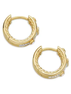 Modern Renaissance Huggie Hoop Earrings In 18k Yellow Gold With Diamonds, 12.3mm